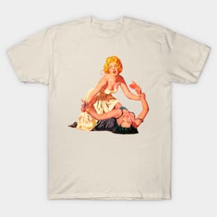 REVISTANGO #120 - Blonde and Brunette Fighting in Torn Satin with Passion Jealousy and 1950s Pulp Drama Classic Pin-Up Fury Retro T-Shirt